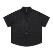 Solid Color Jacquard Floral Short Sleeve Shirt