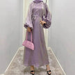 Solid Color Long Sleeve Abaya Dress for Middle East Arab Dubai Turkey Women