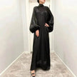 Solid Color Long Sleeve Abaya Dress for Middle East Arab Dubai Turkey Women
