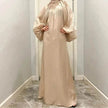 Solid Color Long Sleeve Abaya Dress for Middle East Arab Dubai Turkey Women