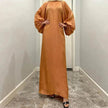 Solid Color Long Sleeve Abaya Dress for Middle East Arab Dubai Turkey Women
