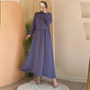 Solid Color Long Sleeve Skirt Suit for Elegant Arab Dubai Turkey Middle Eastern Women Abaya Dress