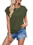 Solid Color Stripe Bat-sleeve Summer Casual Loose Vest blouse Tops for Women.