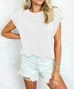 Solid Color Stripe Bat-sleeve Summer Casual Loose Vest blouse Tops for Women.