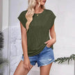Solid Color Stripe Bat-sleeve Summer Casual Loose Vest blouse Tops for Women.
