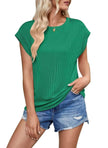 Solid Color Stripe Bat-sleeve Summer Casual Loose Vest blouse Tops for Women.