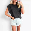Solid Color Stripe Bat-sleeve Summer Casual Loose Vest blouse Tops for Women.