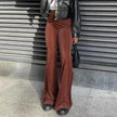 Solid Color Velvet Elastic High Waist Slimming Casual Bootcut Trousers Women