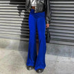 Solid Color Velvet Elastic High Waist Slimming Casual Bootcut Trousers Women