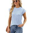 Solid Color Wave Pattern Bat Short sleeve blouse Top Summer Loose Vest Casual Cotton Women