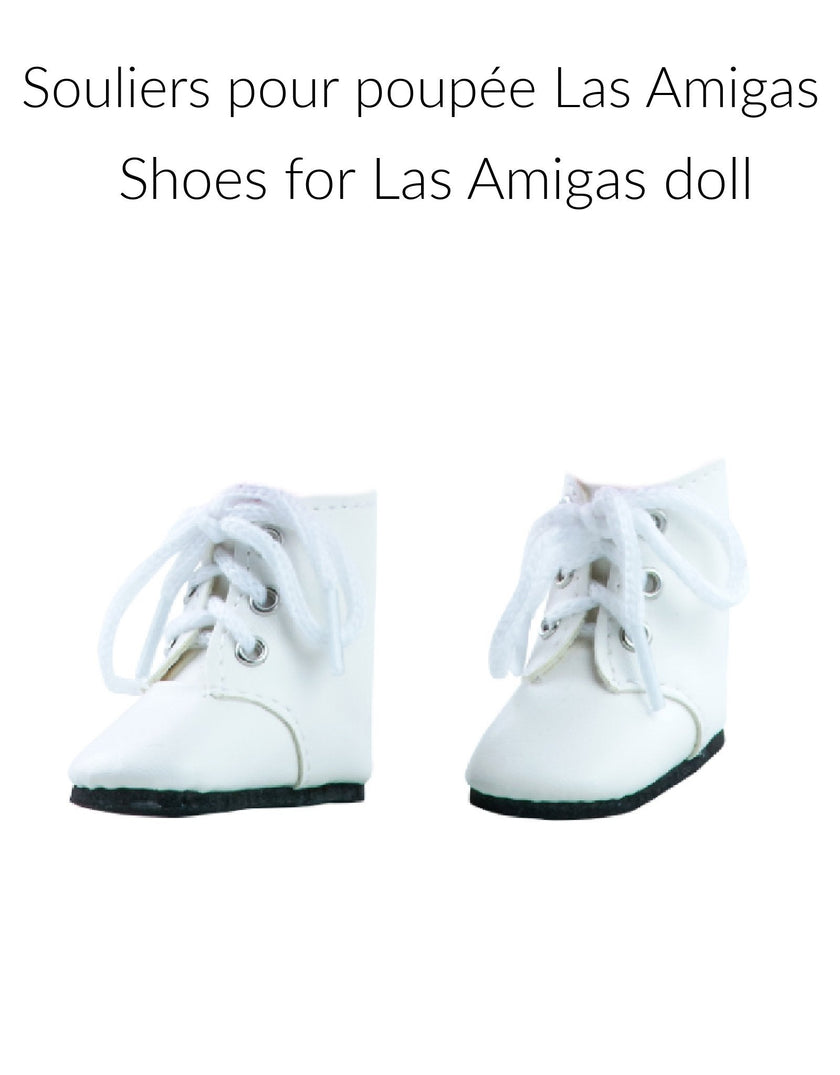 Las Amigas Doll Shoes - White ankle boots - Paola Reina