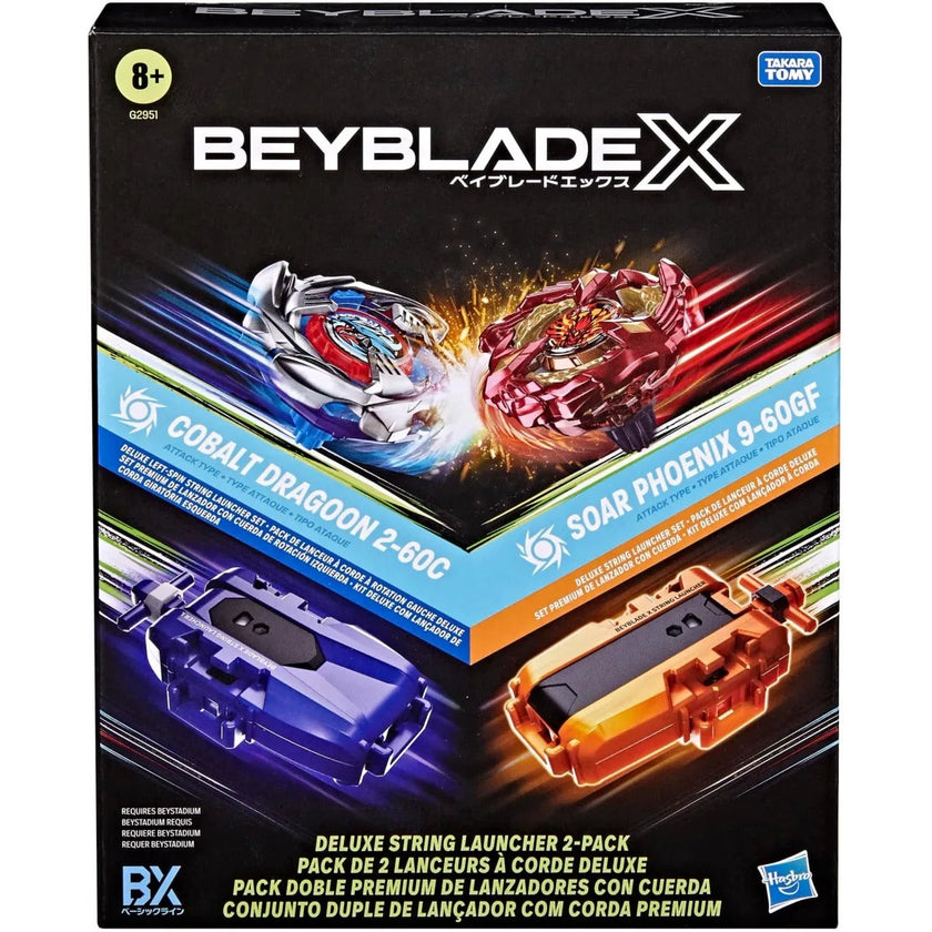 (Hasbro) Beyblade X - Deluxe String Launcher 2-Pack (Cobalt Dragoon 2-60C & Soar Phoenix 9-60GF)