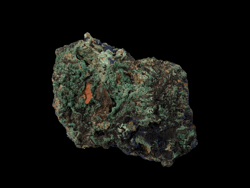 Sparkling Azurite Crystal Cluster with Malachite - 4 x 3.5 x 1.75 Inches, 177 Grams