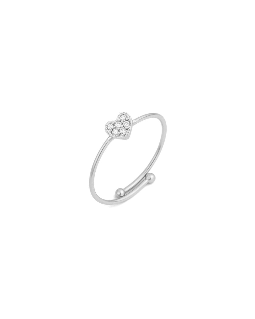 Sparkling Heart Adjustable Ring