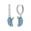 Chameleon Charm Sterling Silver Hoop Earrings