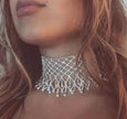 Sparling Rhinestone  Diamond Fringed  Tassel Choker Necklace for Women Bridal Wedding Luxury Necklace