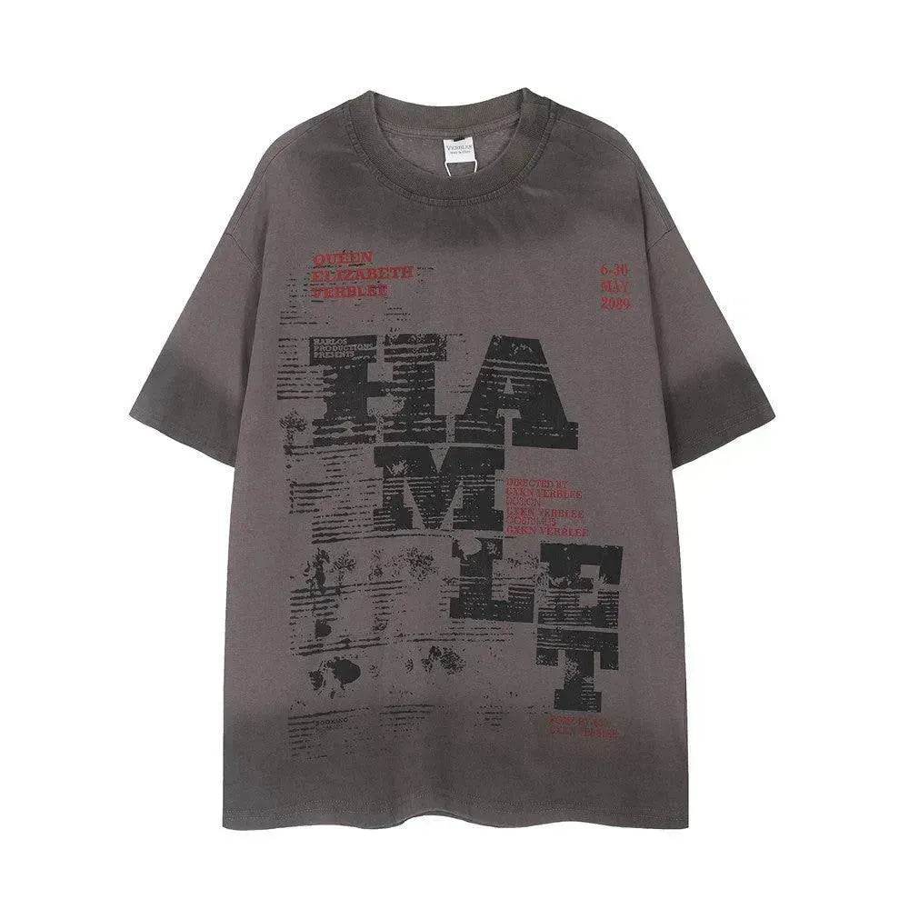 Spray Painting Do Dirty Old Letter Print Short-sleeve