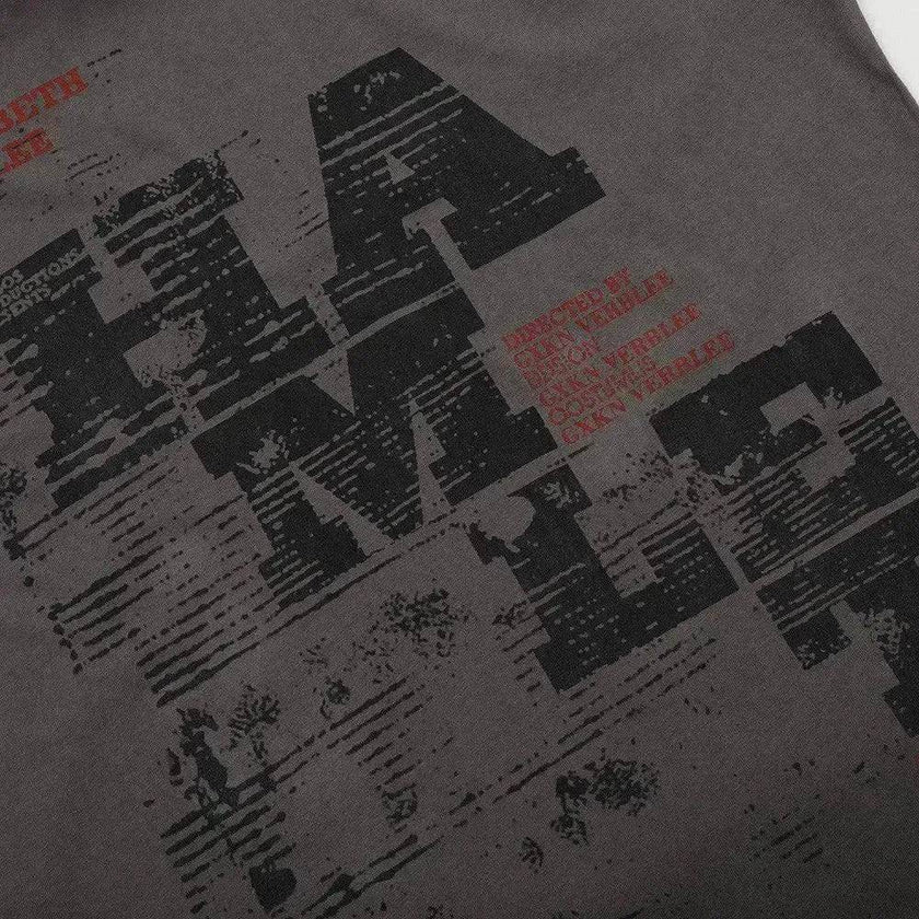 Spray Painting Do Dirty Old Letter Print Short-sleeve