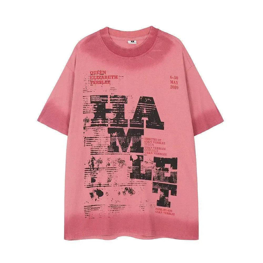 Spray Painting Do Dirty Old Letter Print Short-sleeve