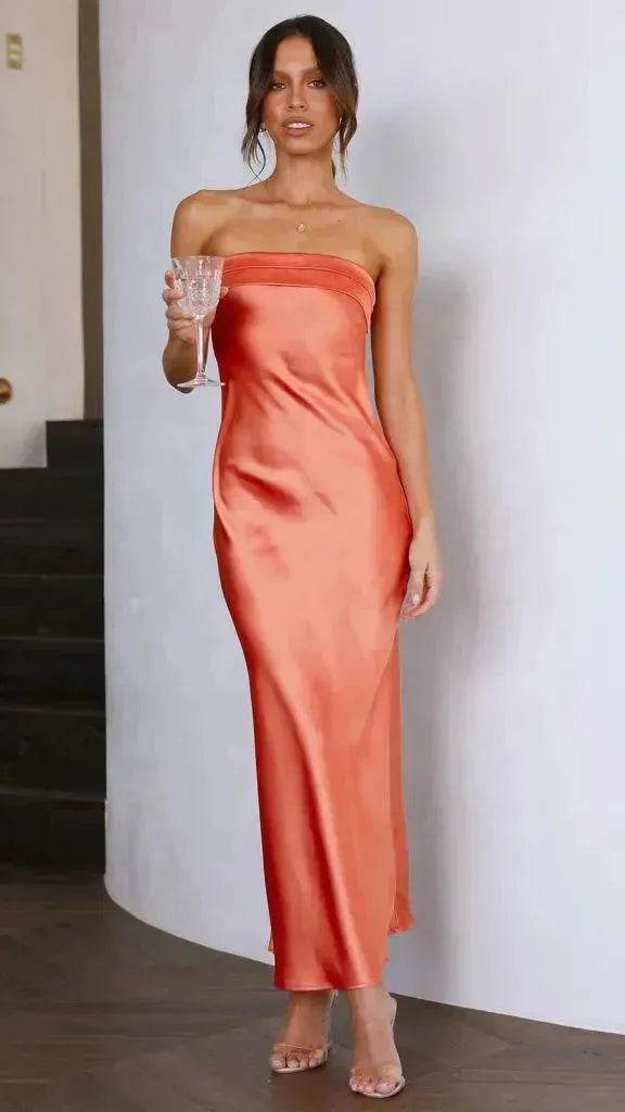 Spring And Summer New European And American Elegant Socialite Sleeveless Backless Tube Top Dress Women