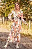 Spring NEW Long Casual Long Sleeve V-neck Printed Beach Long Flowy Dress