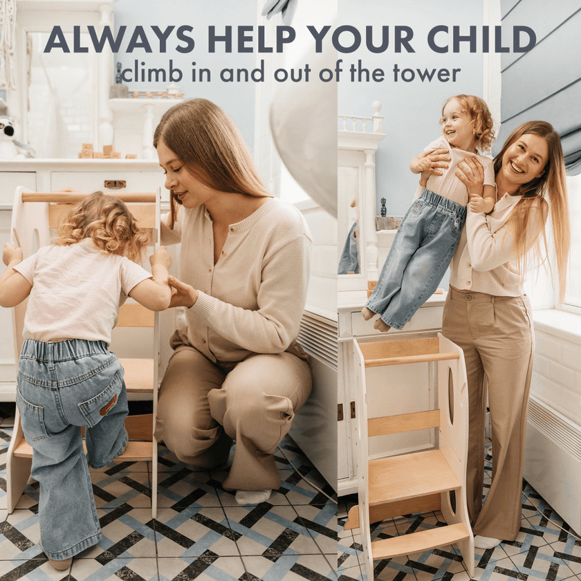 Tour Montessori Stable : Chaise évolutive en bois - Ivoire