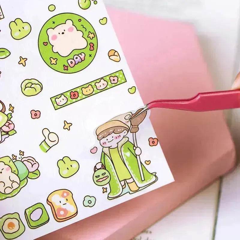 Stainless Steel Tweezers Macaron Colored Handbook And Paper Tape
