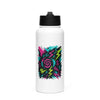 Stainless steel water bottle with a straw lid