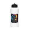 Stainless steel water bottle with a straw lid