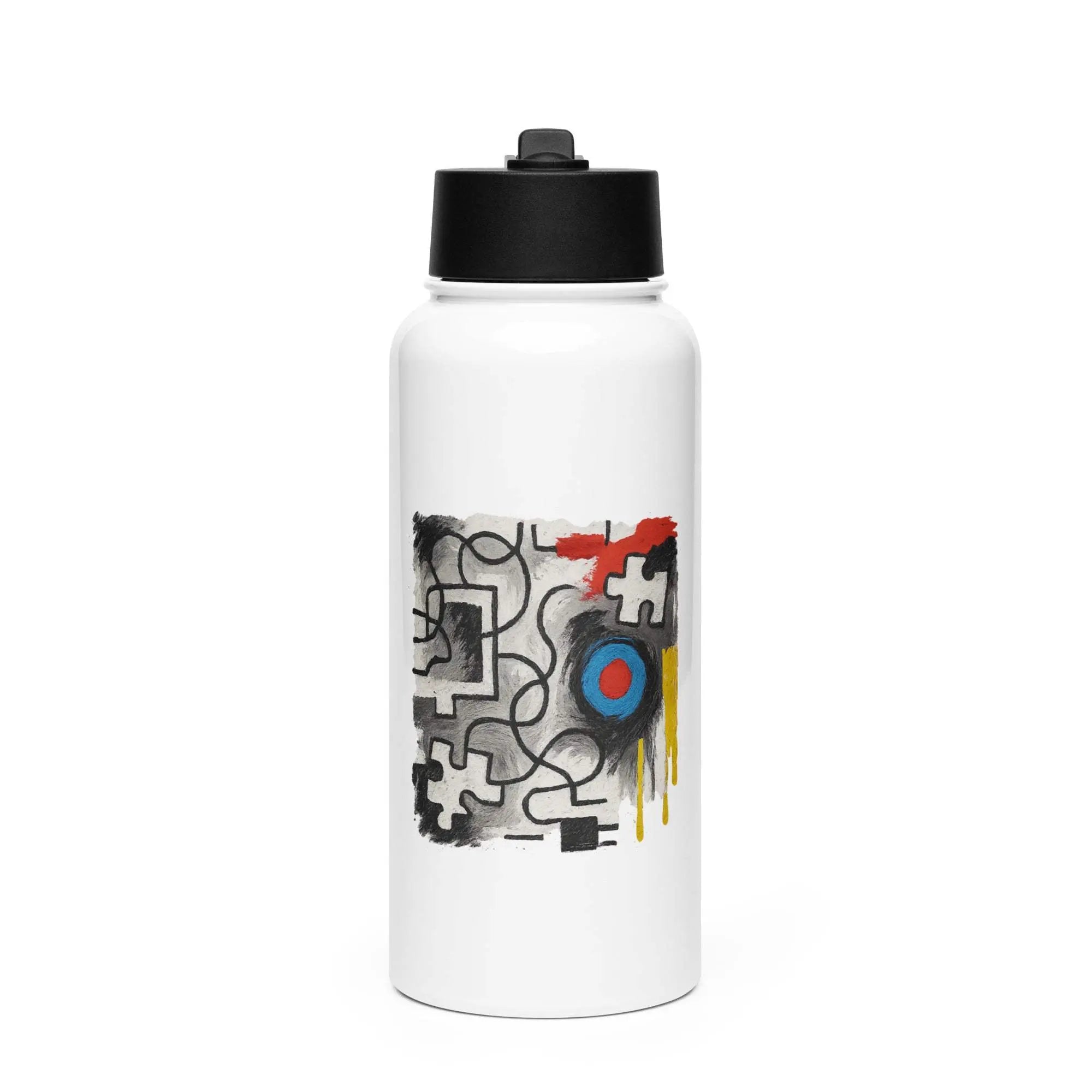 Stainless steel water bottle with a straw lid