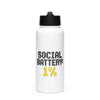 Stainless steel water bottle with a straw lid