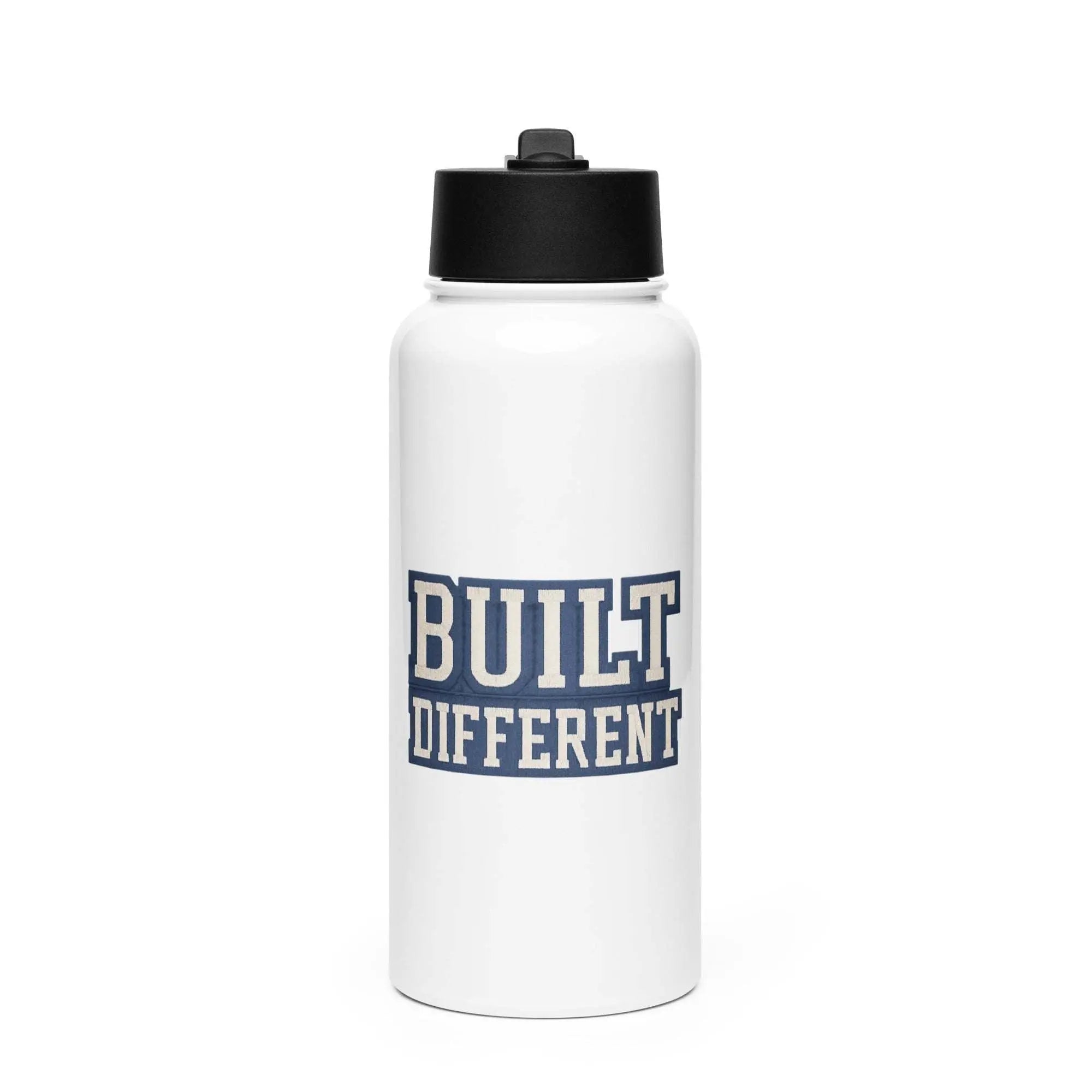 Stainless steel water bottle with a straw lid
