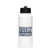 Stainless steel water bottle with a straw lid
