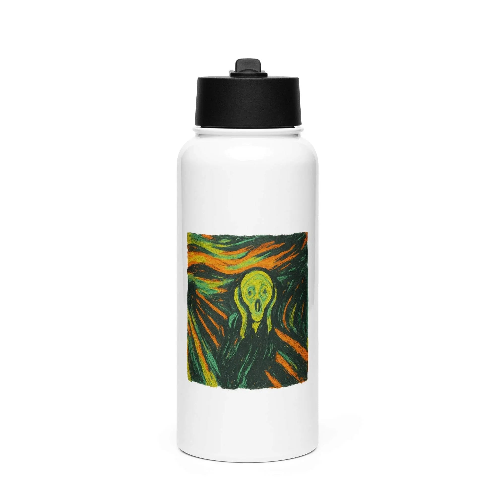 Stainless steel water bottle with a straw lid