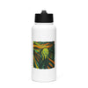 Stainless steel water bottle with a straw lid