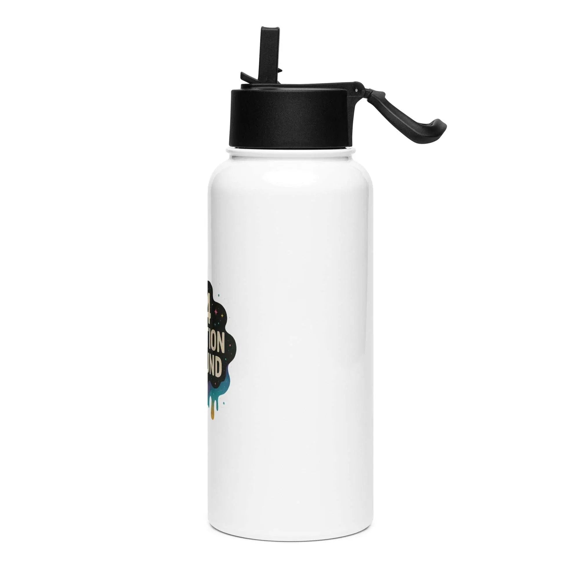 Stainless steel water bottle with a straw lid
