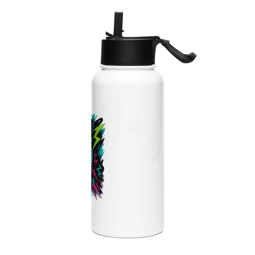 Stainless steel water bottle with a straw lid