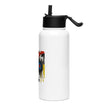 Stainless steel water bottle with a straw lid
