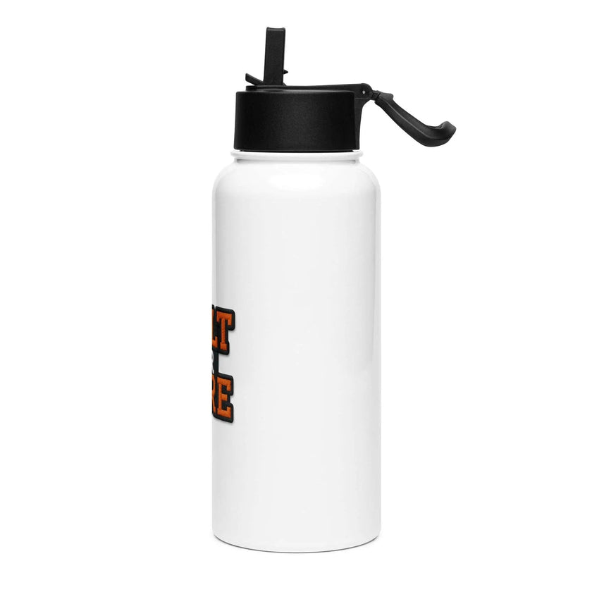 Stainless steel water bottle with a straw lid