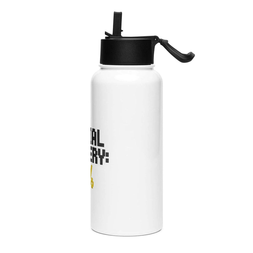 Stainless steel water bottle with a straw lid