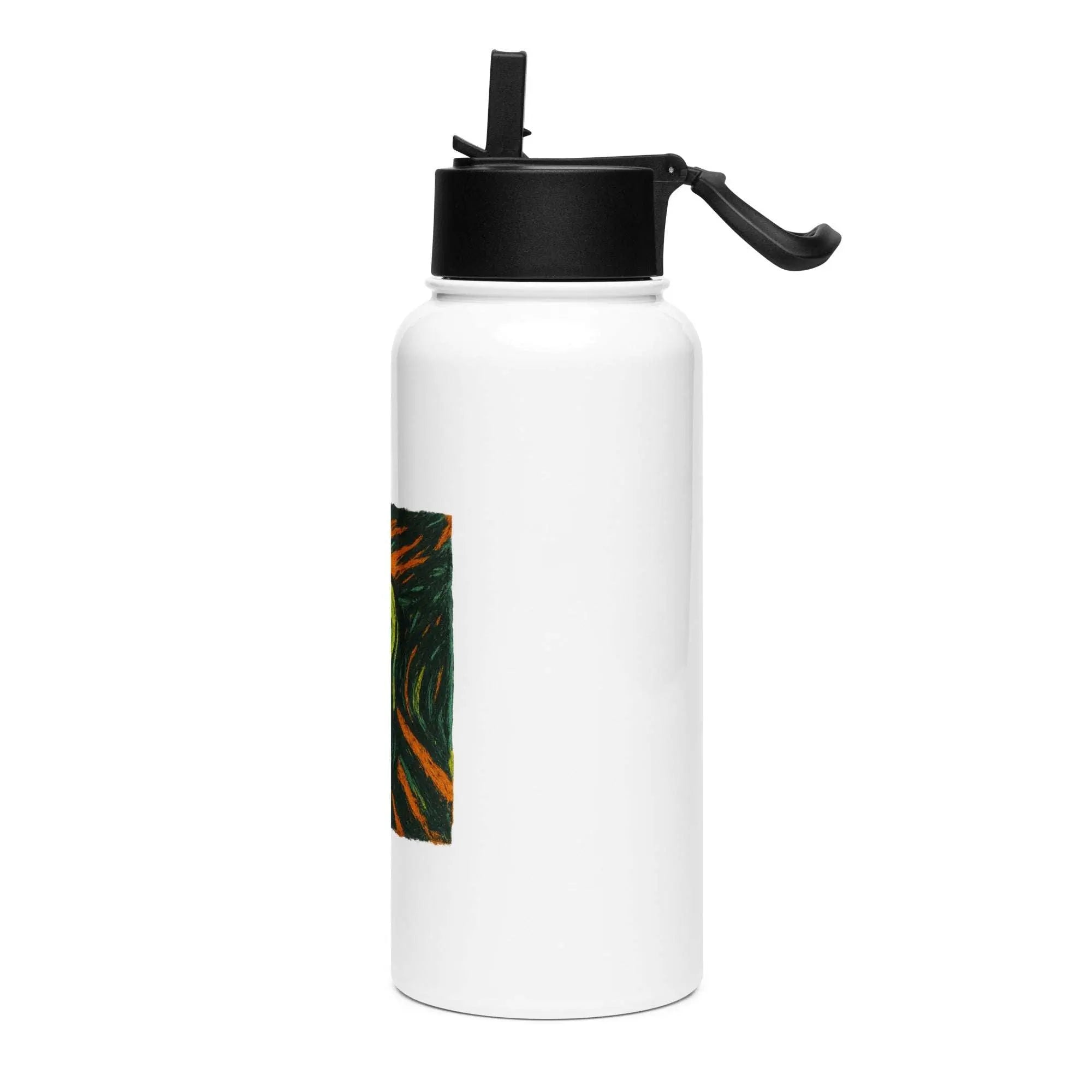 Stainless steel water bottle with a straw lid