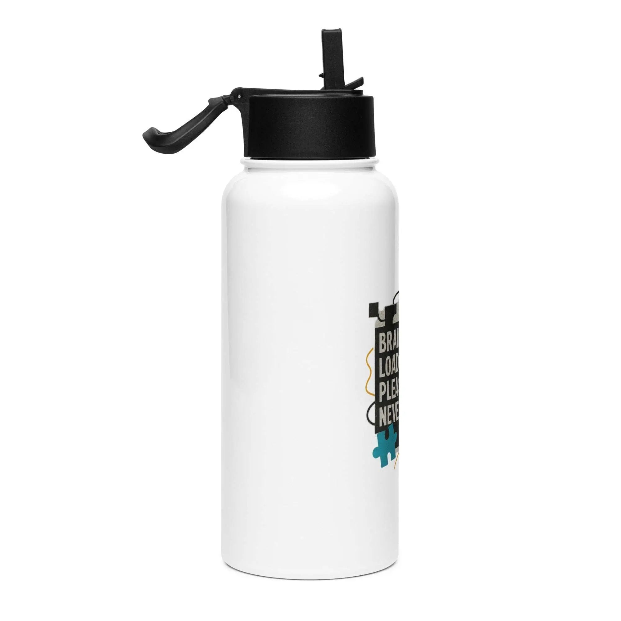 Stainless steel water bottle with a straw lid