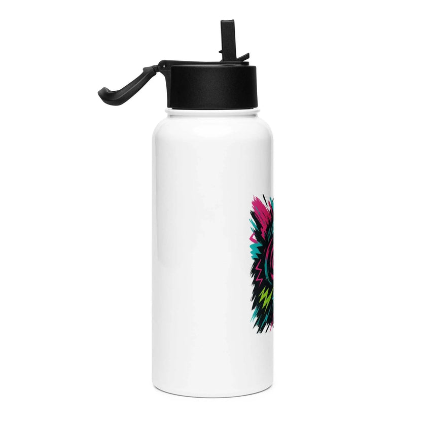 Stainless steel water bottle with a straw lid