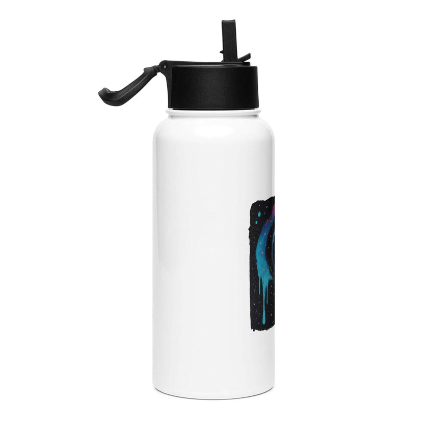 Stainless steel water bottle with a straw lid