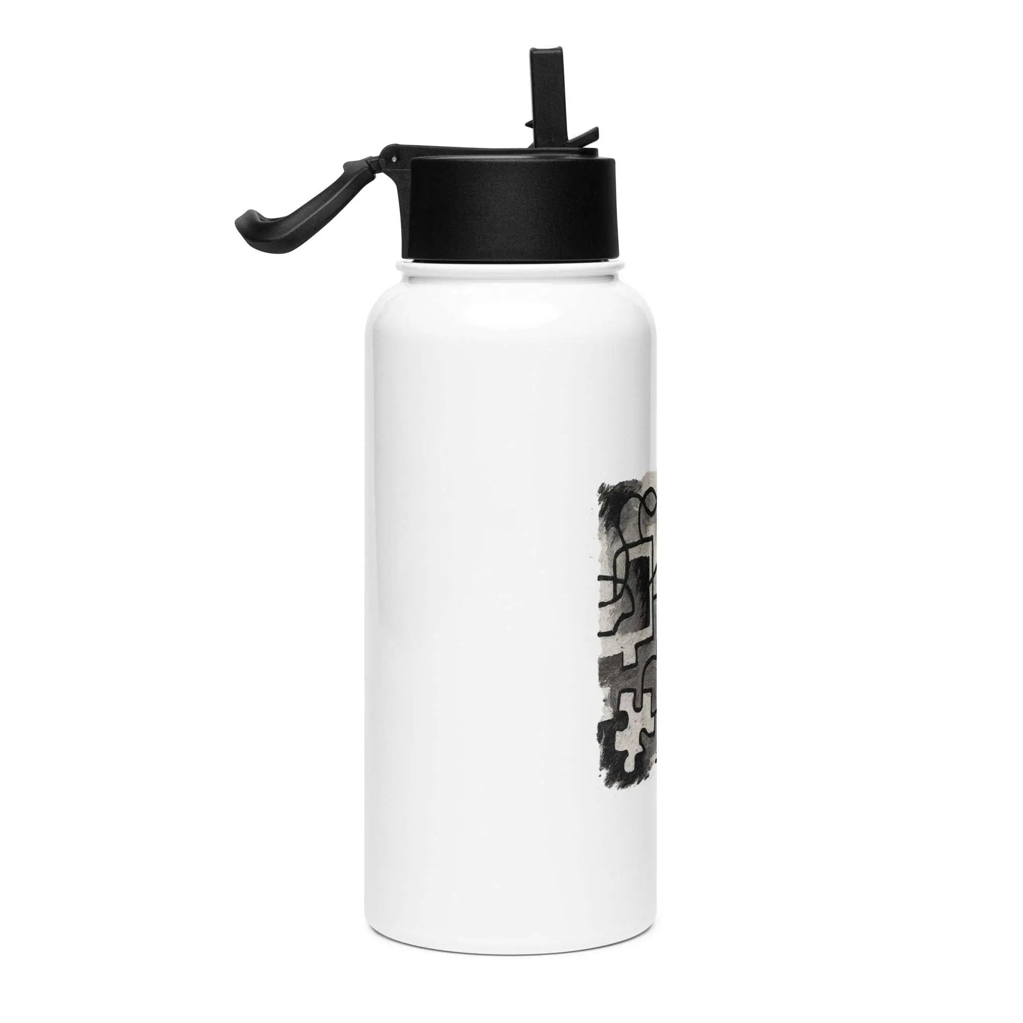 Stainless steel water bottle with a straw lid