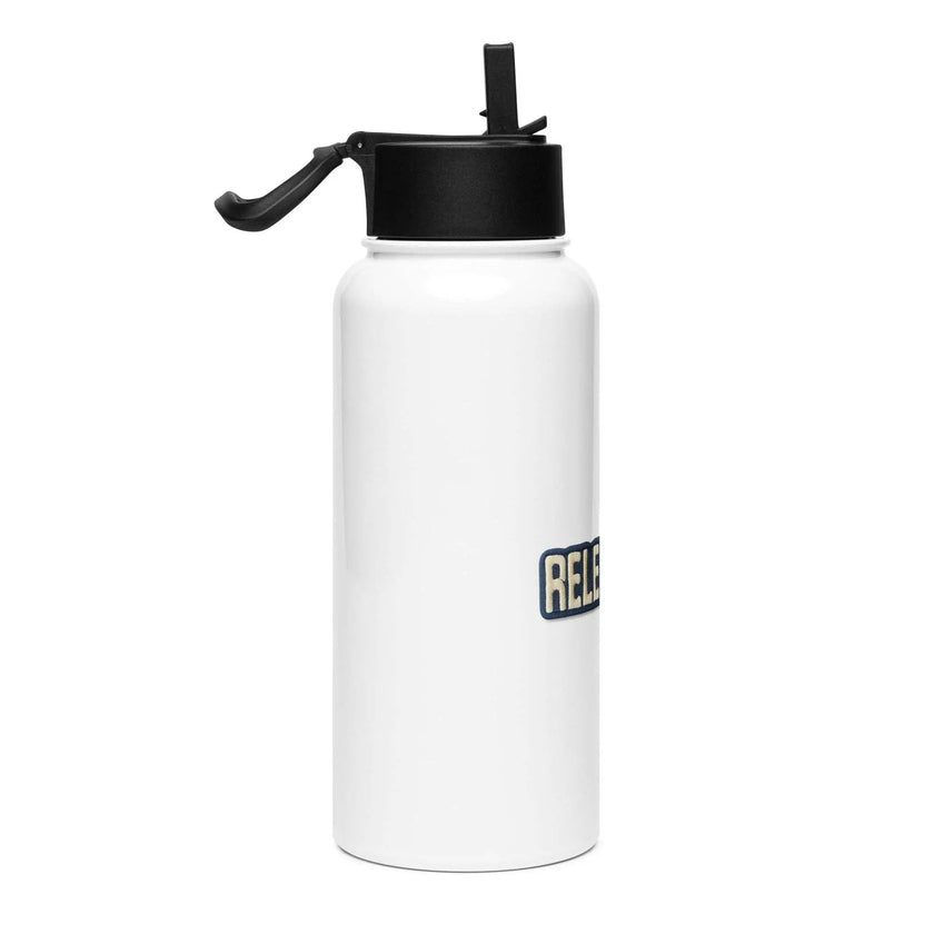 Stainless steel water bottle with a straw lid