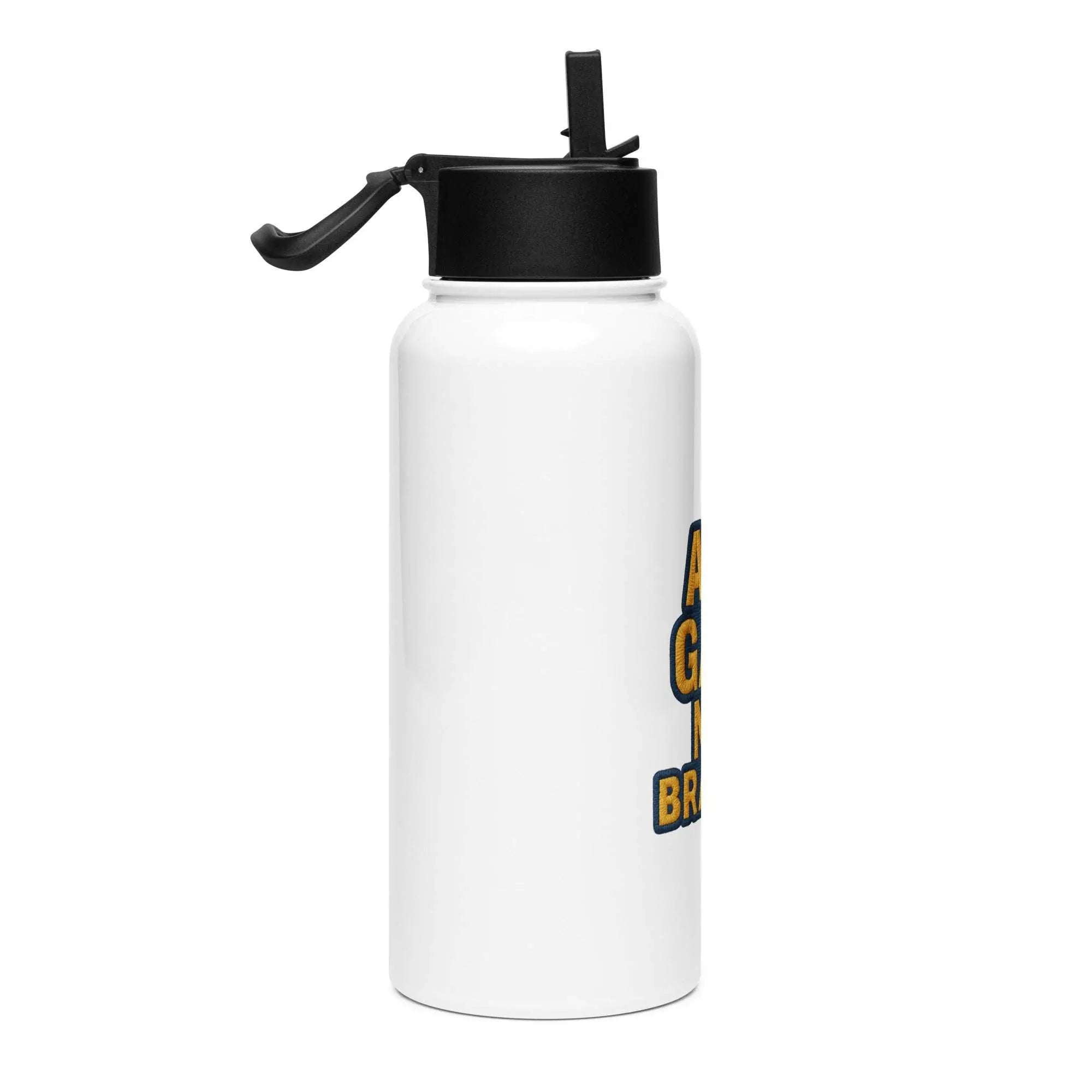 Stainless steel water bottle with a straw lid
