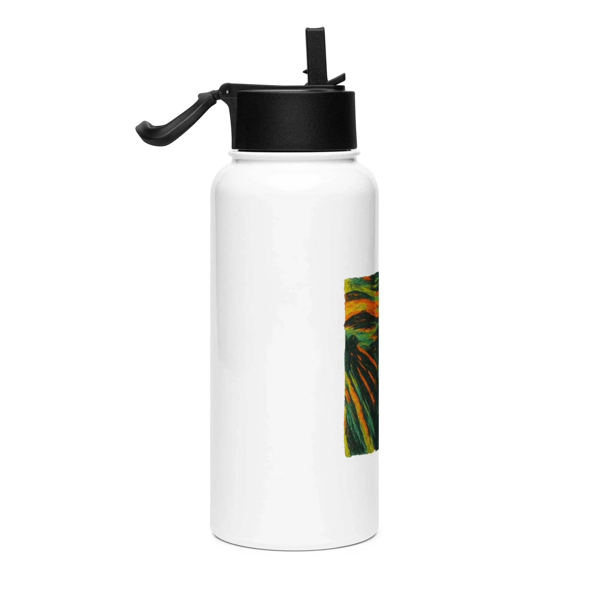 Stainless steel water bottle with a straw lid