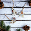 White Christmas Ornament Gift Set of 3, Gold Silver Copper Foil Flakes