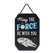 Star Wars Millenium Falcon & Death Star May The Force Be with You Hanging Wood Sign